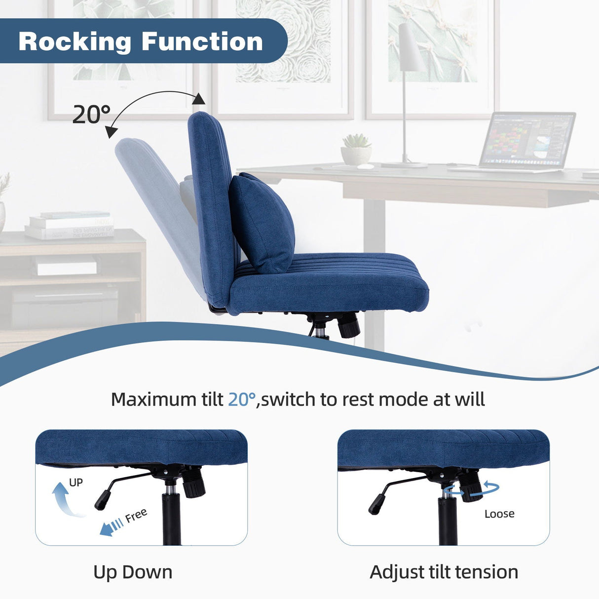 Criss Cross Office Chair With Adjustable Height, Ergonomic Design