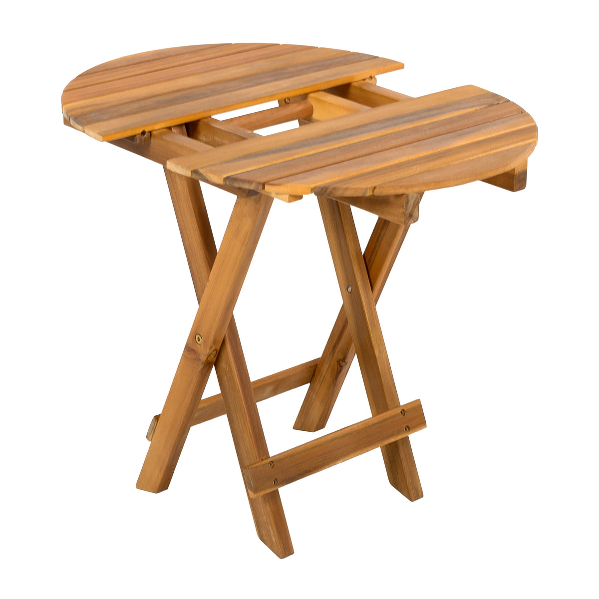 Patio Conversation Set with Foldable Acacia Wood Side Table and Cushions