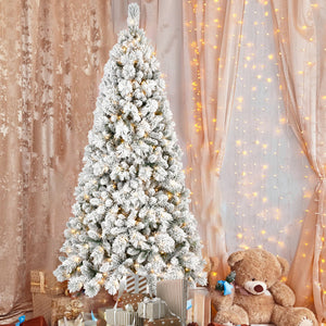 7.5FT Flocked Christmas Tree with 500 Warm White Lights
