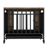 Wooden Dog House Dining Table with Iron Door