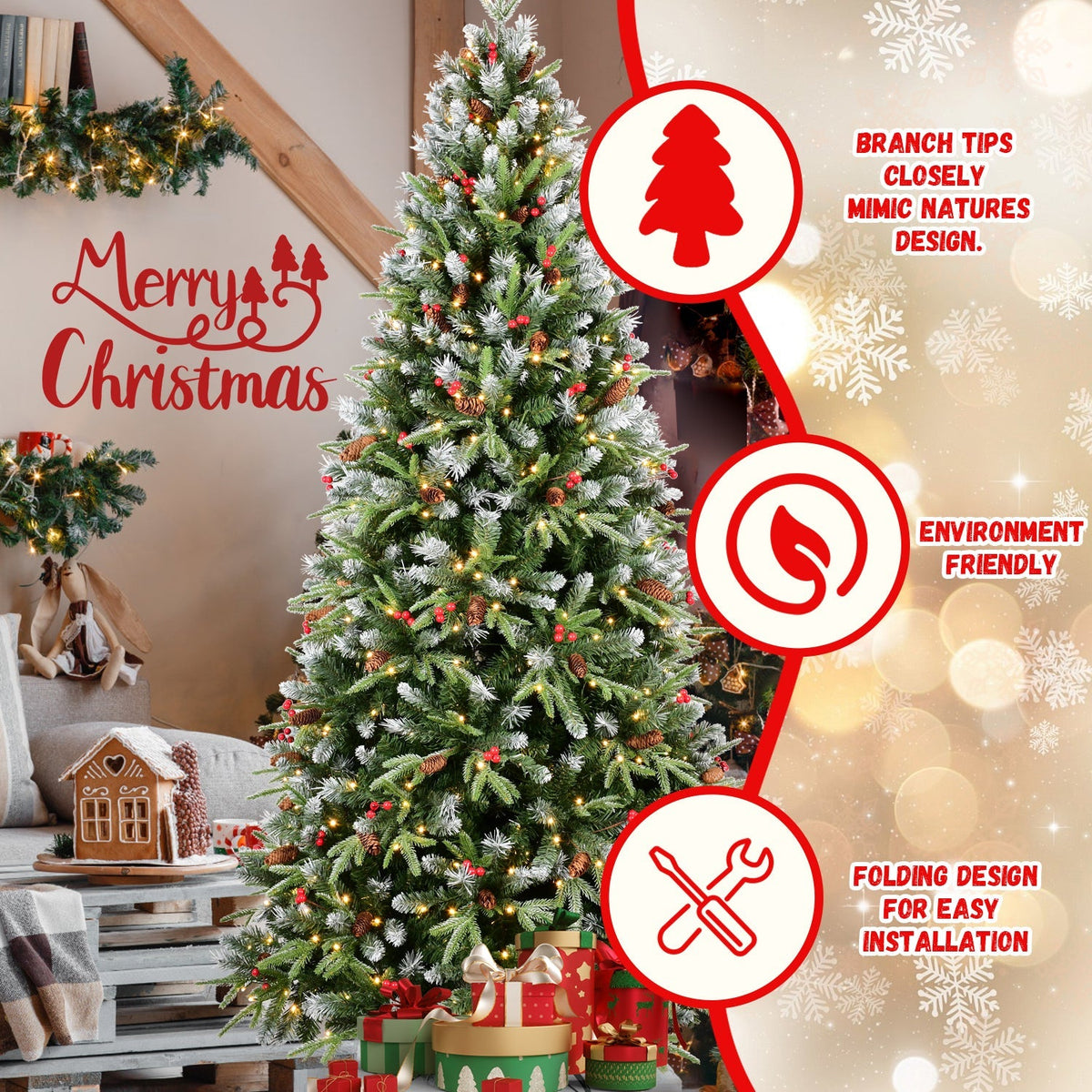 9FT Christmas Tree with 750 Warm Lights