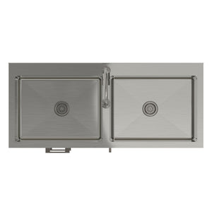 Hennessy - Laundry Utility Sink And Cabinet With Dual Sink And Pull Out Faucet - White