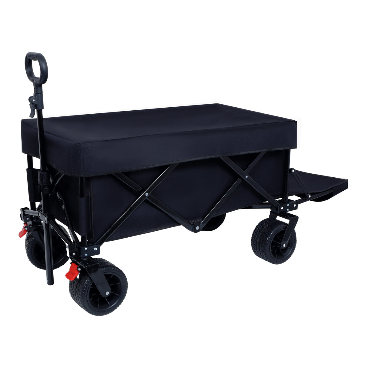 Foldable wagon with extended tailgate, waterproof dustproof uv resistant wagon rain covers, heavy duty 400lbs, large all-terrain beach wheels