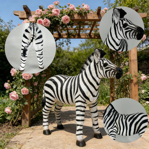 18.31' H x 19.49' L Simulated Zebra Garden Statue, Resin Outdoor & Indoor Decorative Ornament