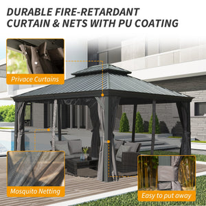10' X 14' Hardtop Gazebo with Double Roof