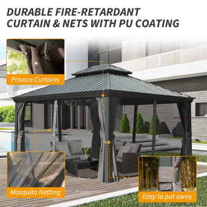 10' X 14' Hardtop Gazebo with Double Roof