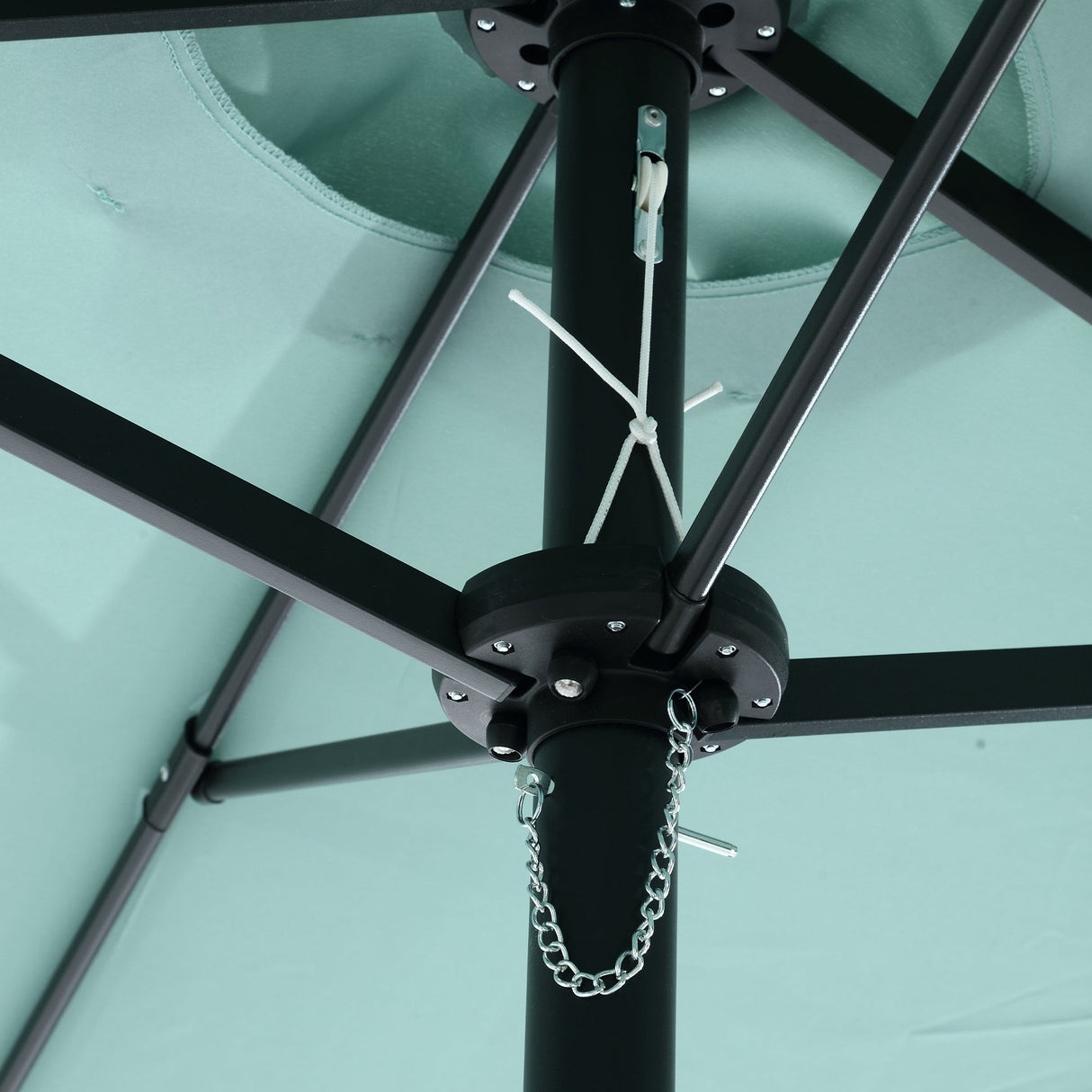 14.8 Ft Double Sided Outdoor Umbrella Rectangular Large with Crank (Light Green)