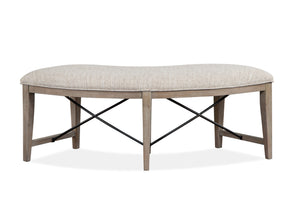 Paxton Place - Curved Bench With Upholstered Seat - Dovetail Gray