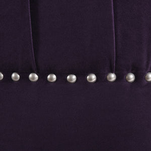 Dawn Tufted Round Ottoman in Purple Velvet with Nailhead Accents