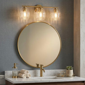 Luster - 3 Lights Vanity With Clear For Bathrooms Above Mirror Wall Lamp Satin - Clear / Gold