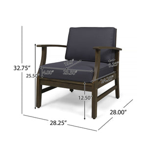 Enchanting Outdoor Club Chair with Slat Panel Design and Water-Resistant Cushion - Dark Gray