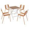 4 Piece Set Of Modern Striped Single Chairs With Folding Square Table