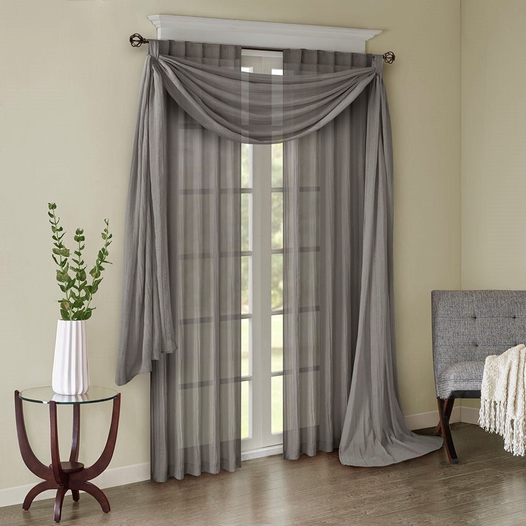 Solid Crushed Curtain Panel Pair (2 Pcs Window Panels) - Grey