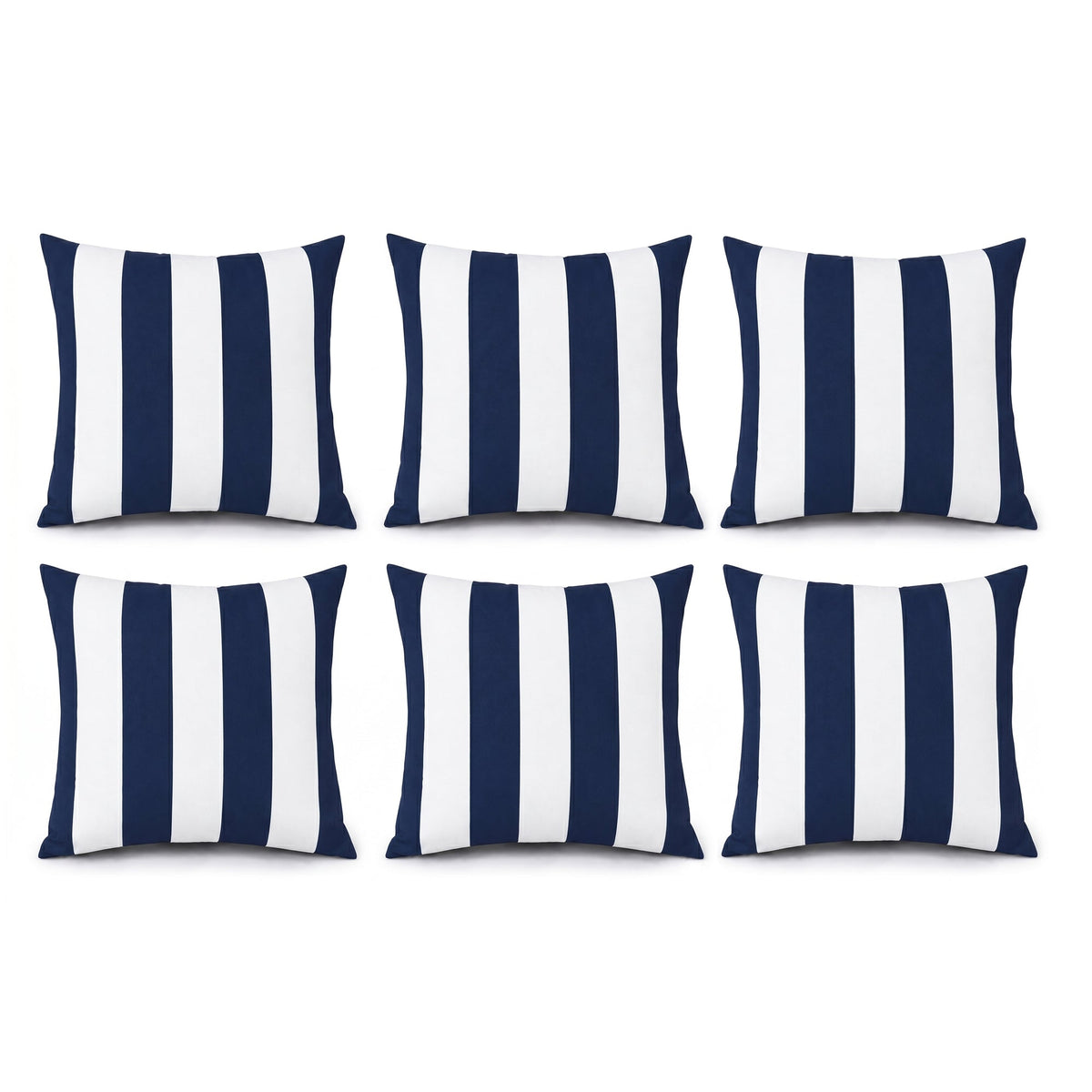 8 Pack Outdoor/Indoor Throw Pillows with Inserts - Navy/White Striped