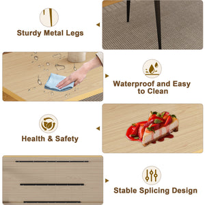 63-inch Modern Dining Table with Wooden Tabletop and Rust-Resistant Iron Legs
