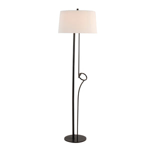Shadow Contemporary Floor Lamp in Black Steel with White Linen Shade