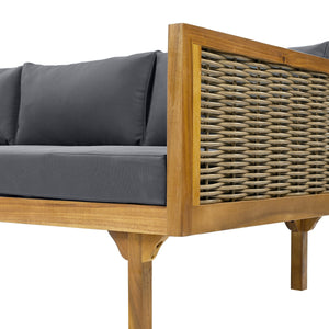 Claremont 3 Seater Daybed With Rattan Arms