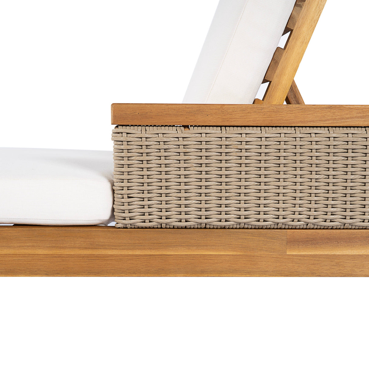 76.8' Solid Acacia Wood Sun Lounger Set of 2 with Cushions