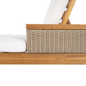 76.8' Solid Acacia Wood Sun Lounger Set of 2 with Cushions