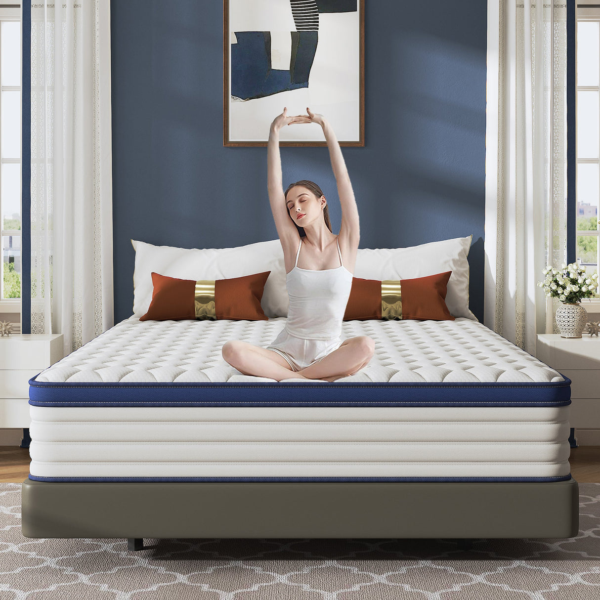 Gel memory foam mattress, double bed, roll pack boxed