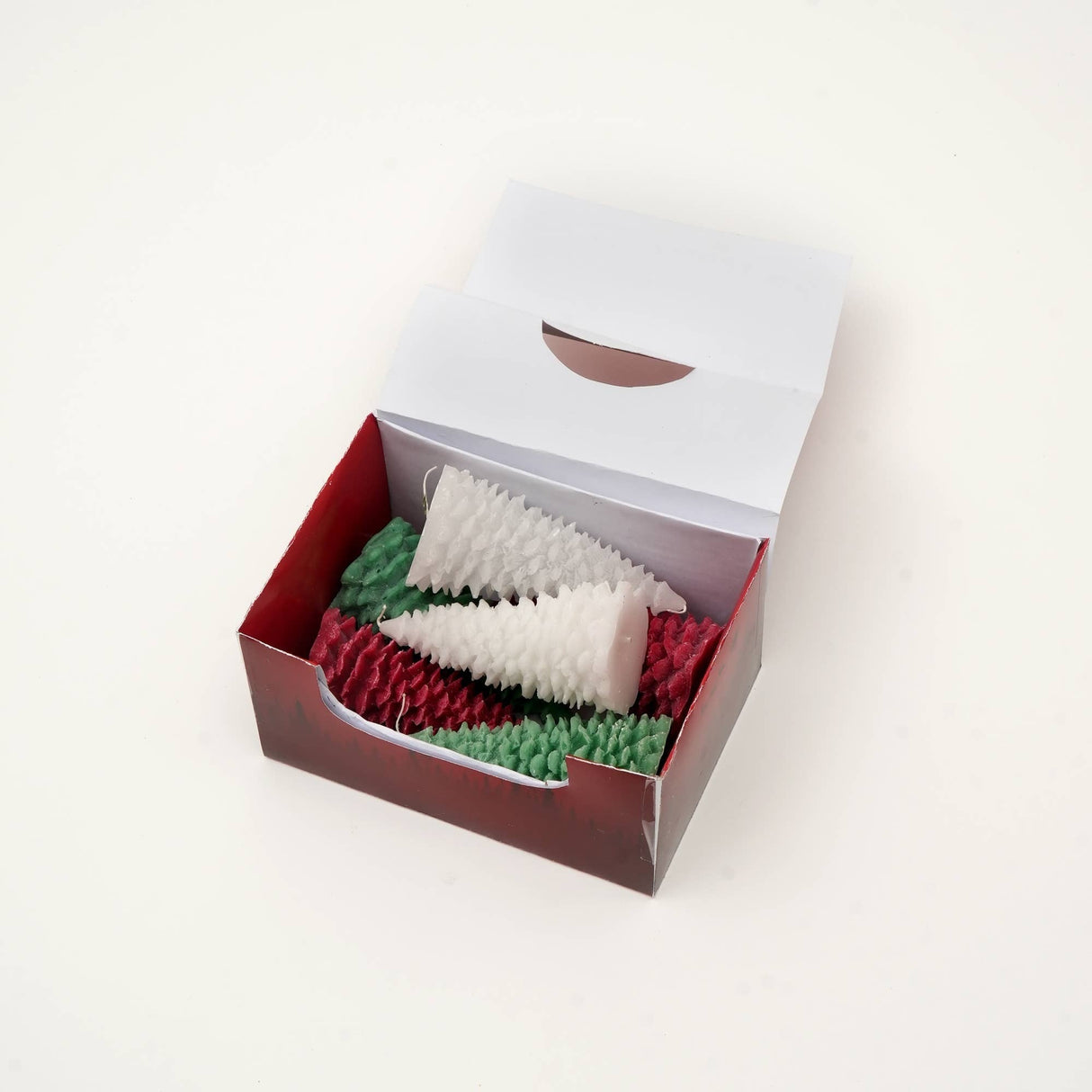 Holiday Luster Candle Box - 6 Pcs Christmas Tree Candles