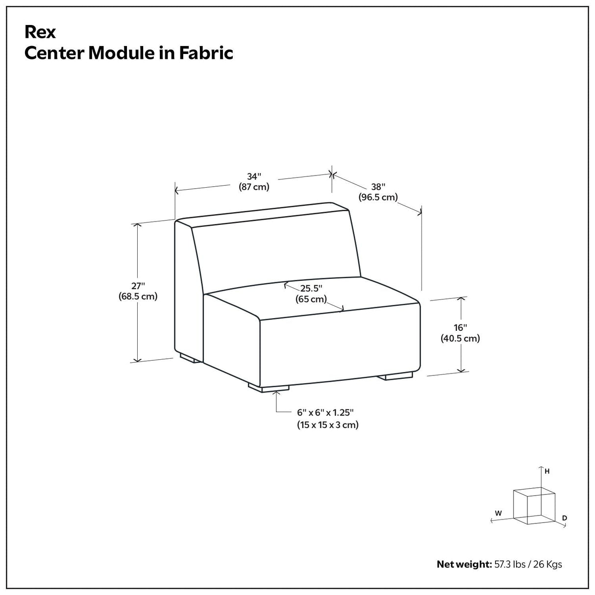 Rex - Center Sofa Module