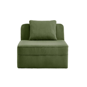 Armless Sofa with Pillow - Green Corduroy