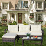 Outdoor patio Furniture 3 piece Conversation set (Beige Cushion)