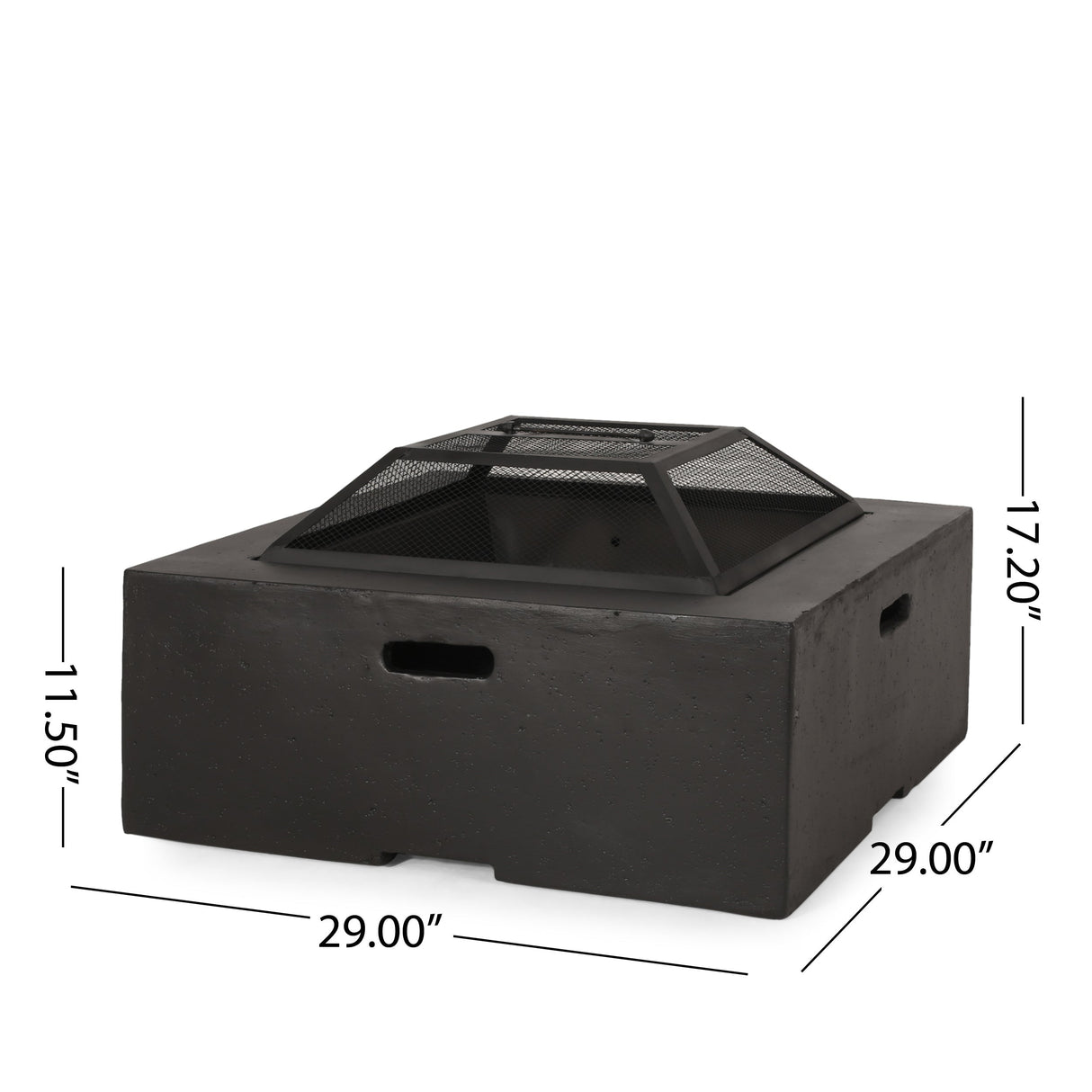 Outdoor 29' Square MgO Wood-Burning Fire Pit, Dark Gray