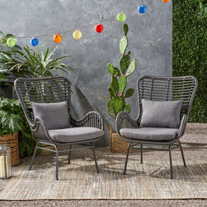 Modern Aesthetic Outdoor Rattan Accent Chair With Metal Legs
