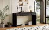 Curved Console Table with StorageDistressed Black