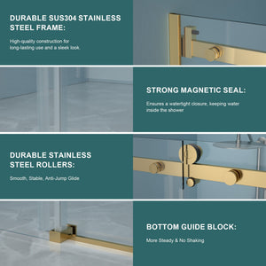 Modern Single Slide Shower Door, Tempered Glass, Stainless Steel Frame
