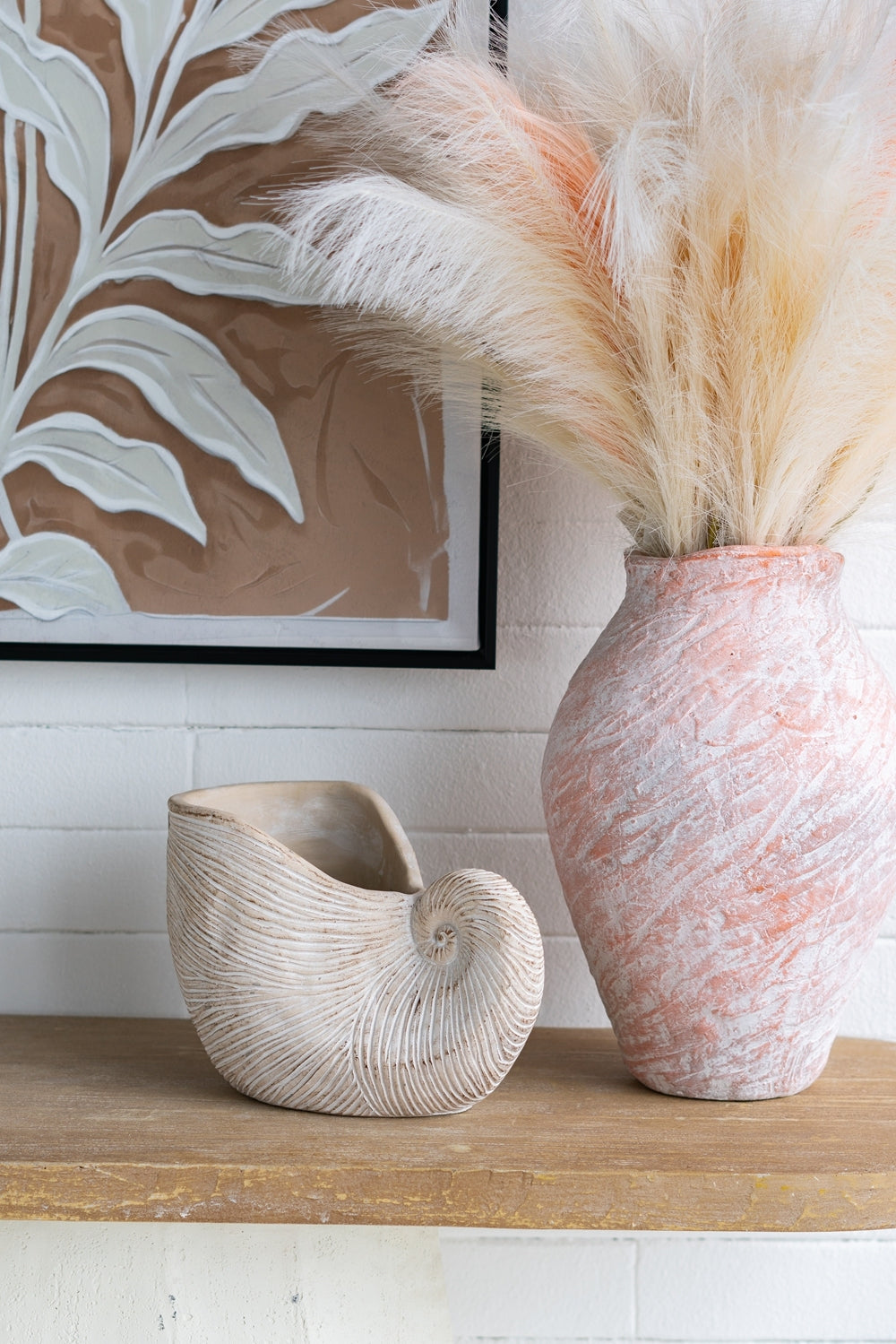 11.5x6.7x7.7 Sand and Cement Nautilus Shell Planter with Textured Beige Finish