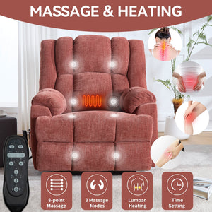 Dual Motor Heat Massage Electric Power Lift Recliner with Smooth Lift - Red or Blue