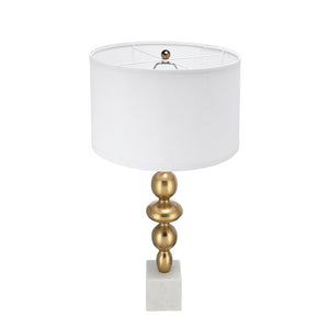 D15x29.5' Gold and White Table Lamp with Round Four Tiered Body