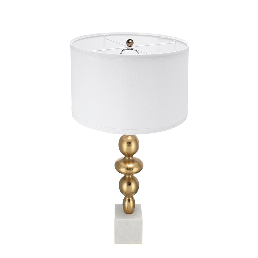 D15x29.5' Gold and White Table Lamp with Round Four Tiered Body