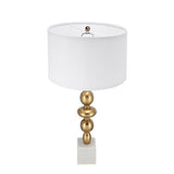D15x29.5' Gold and White Table Lamp with Round Four Tiered Body