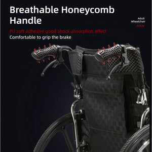 Lightweight Wheelchair Foldable For Adults, Manual Transport Chair With Double Brakes