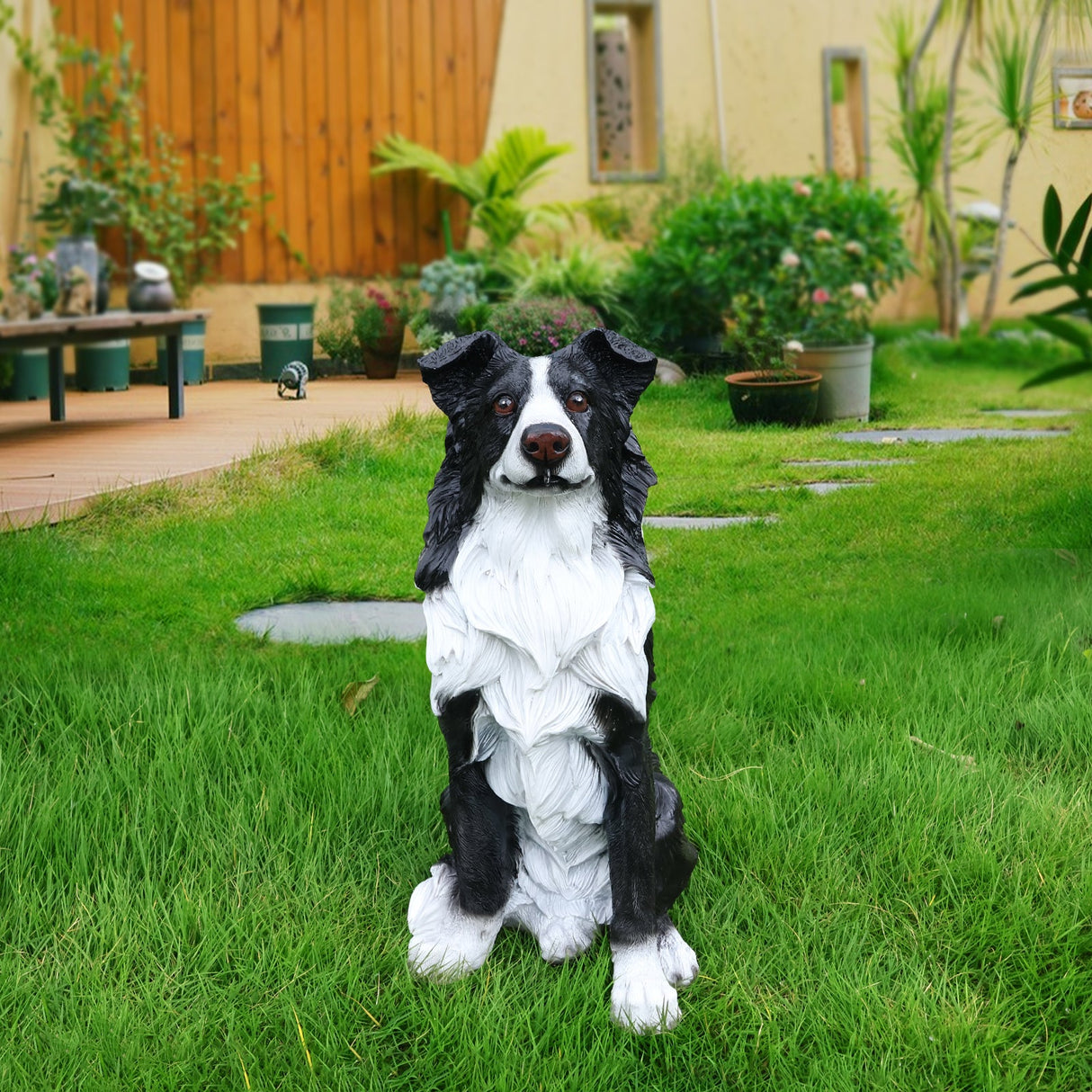 Outdoor Garden Border Collie Dog Statue Greeter