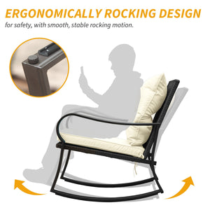 Metal 2 - Person Outdoor Patio Rocking Seating Group with Cushions