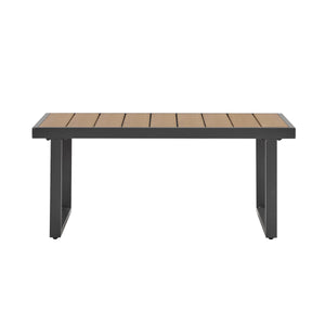 4-Piece Outdoor Metal Patio Furniture Set with Cushion - Grey & Natural