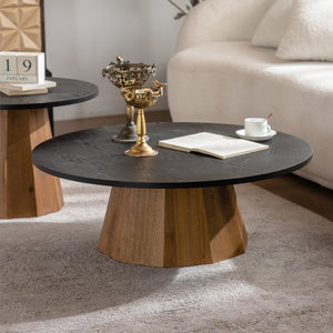 Round Coffee Table with Sturdy Pedestal Design
