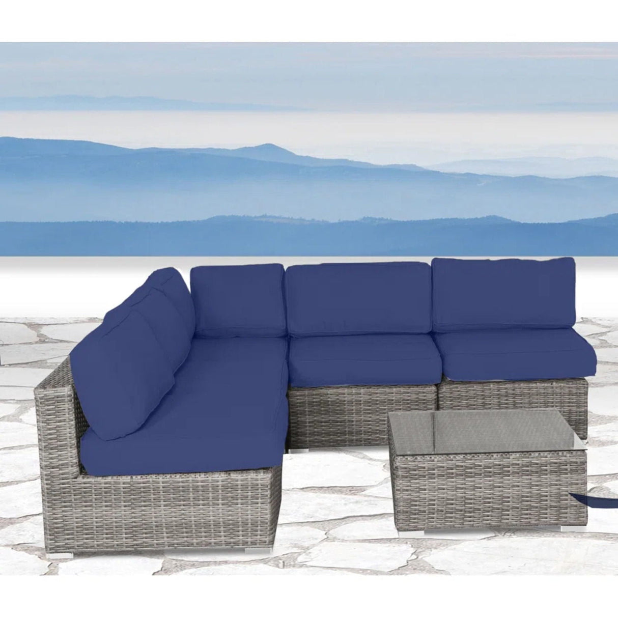 Seating Set With Cushions Handcrafted Wicker Design