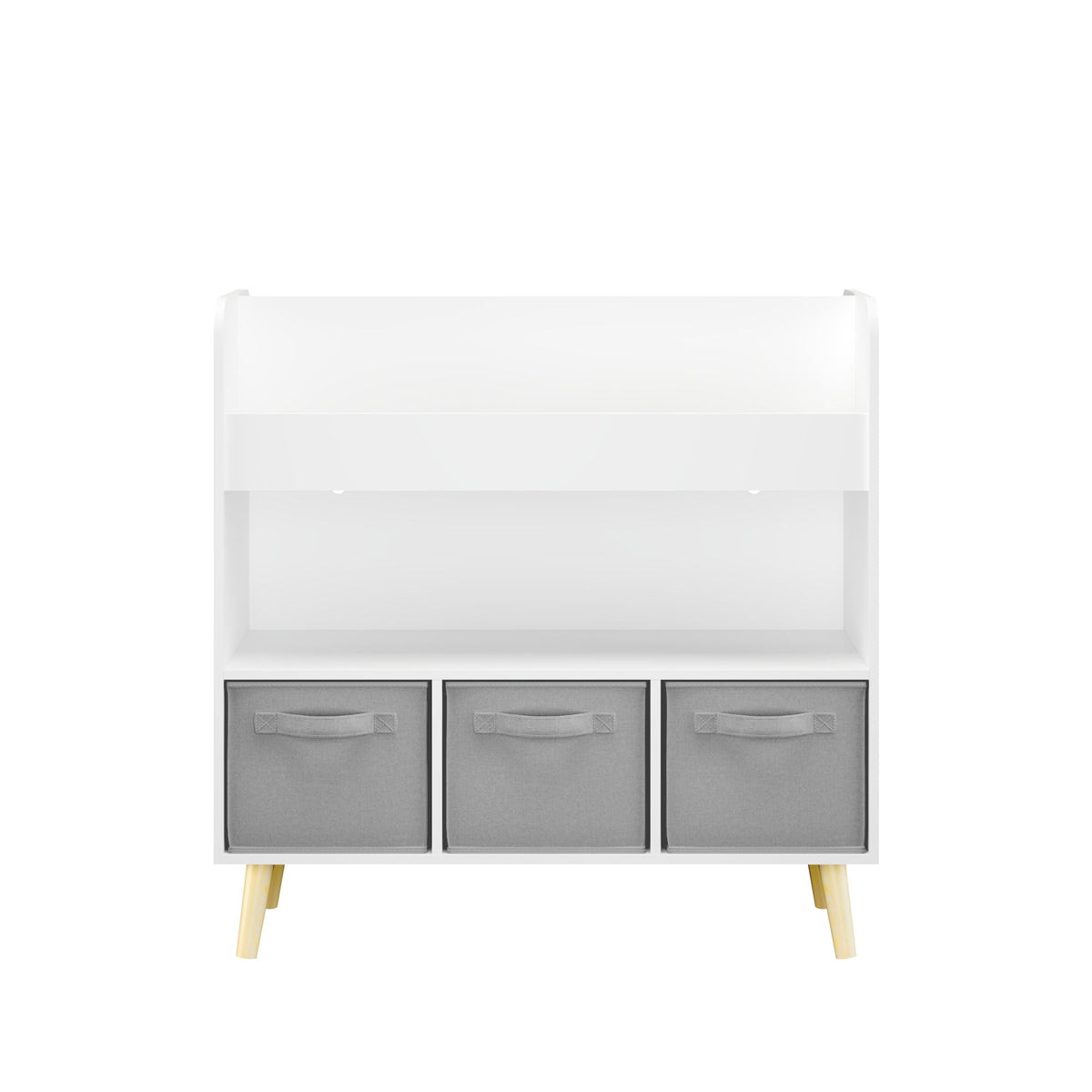 Bookshelf With 3 Bins Storage Shelf for Kids - White