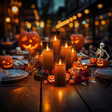 9pcs Flickering Flameless LED Pillar Candles with Remote & Timer