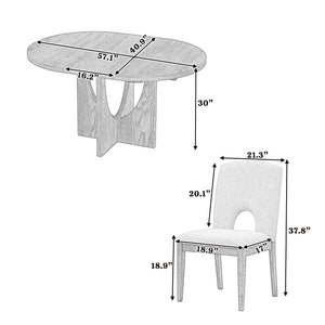 Topmax - 5 Piece Modern Extendable Round Dining Table Set With Removable Leaf For Small Places