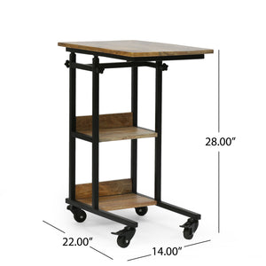 Modern Industrial Bed Laptop Table with C-Shape Design and Adjustable Height - Natural