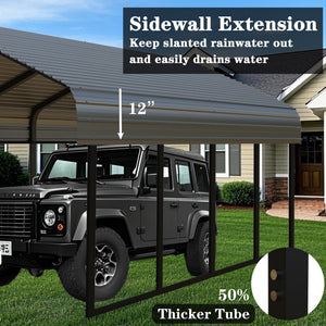 Heavy Duty Carport 20 x 20 Shelter with Galvanized Frame - Grey