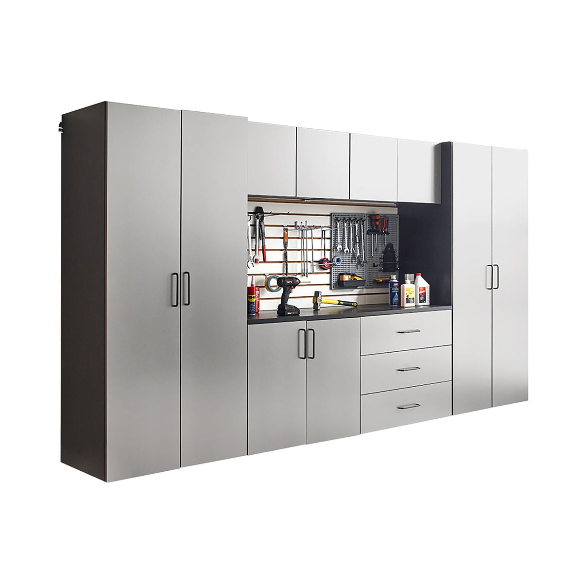 Astro Series - Garage Cabinet Set A With Soft Closing Drawers - Metallic Gray