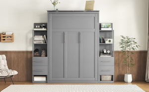Murphy Wall Bed With LED Lights, Shelves And Drawers